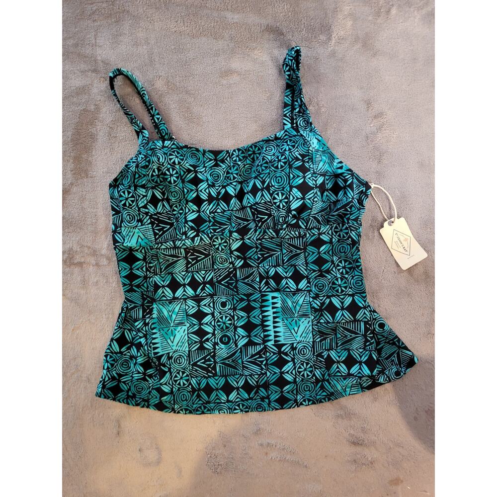 St. John's Bay Batik Patch Seamed Peasant Tankini Swimsuit Top Size 18w